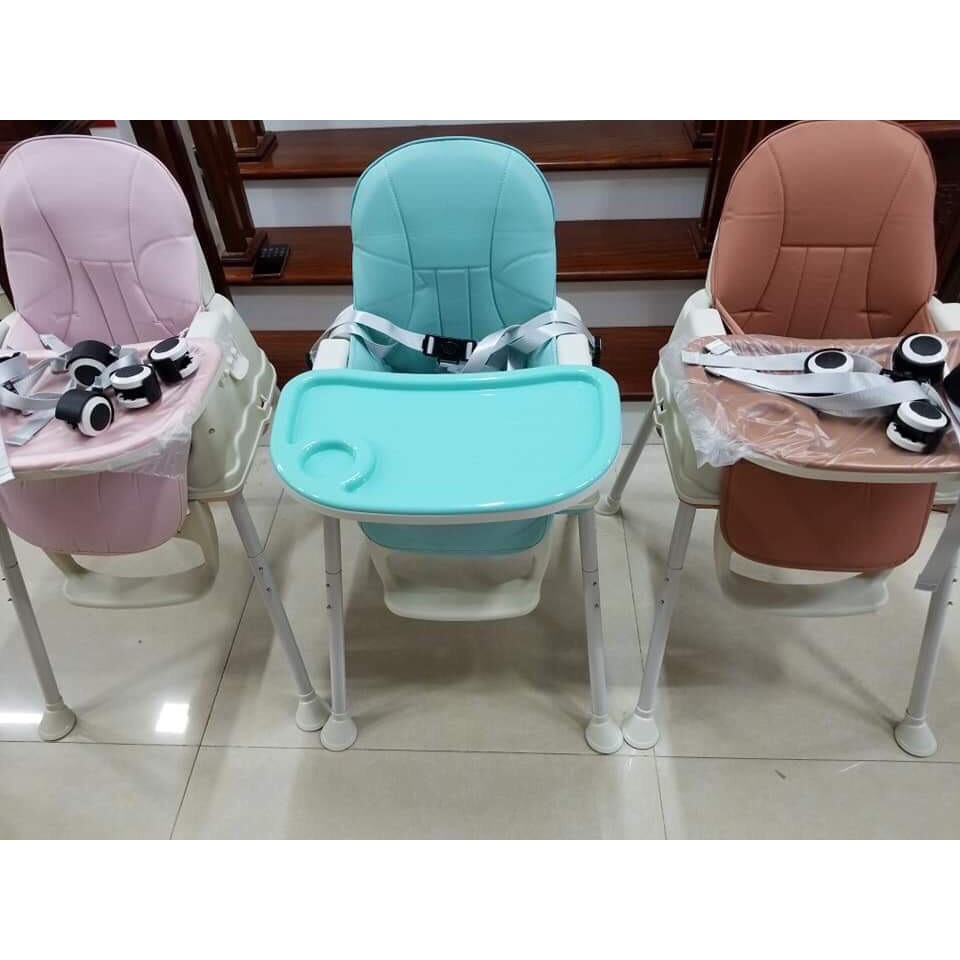 GHẾ ĂN DẶM GẤP GỌN HANBEI ĐIỀU CHỈNH 3 MỨC ĐỘ CAO (KÈM BỘ ĐỆM VÀ BÁNH XE )