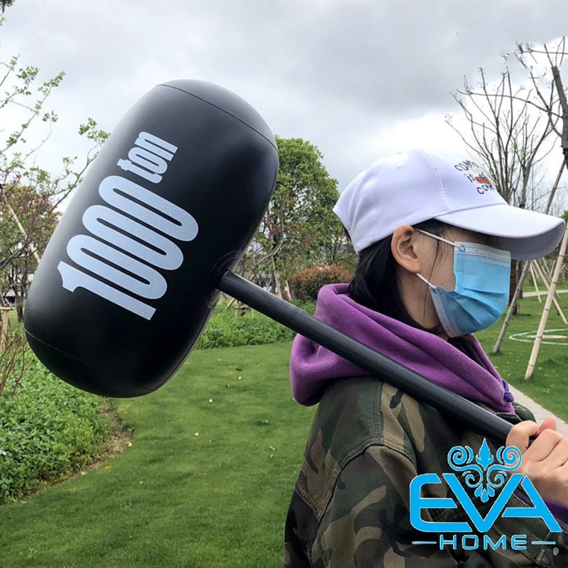 Đồ Chơi Bơm Hơi Búa Tạ Đen Lớn 1000 Ton Big Size Vui Nhộn Kèm Bơm Large Inflatable Hammer 1000Ton With Pump