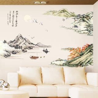 Decal dán tường 3D phong thủy núi đá