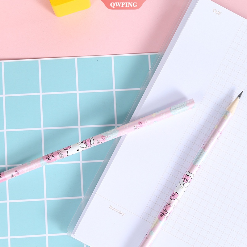 Bộ 12 Cây Bút Chì Bằng Da Hình Hello Kitty Dễ Thương Cho Bé Gái