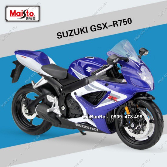 XE MÔ HÌNH TỈ LỆ  1:12 SUZUKI GSX-750 - MAISTO - XANH - 8724X