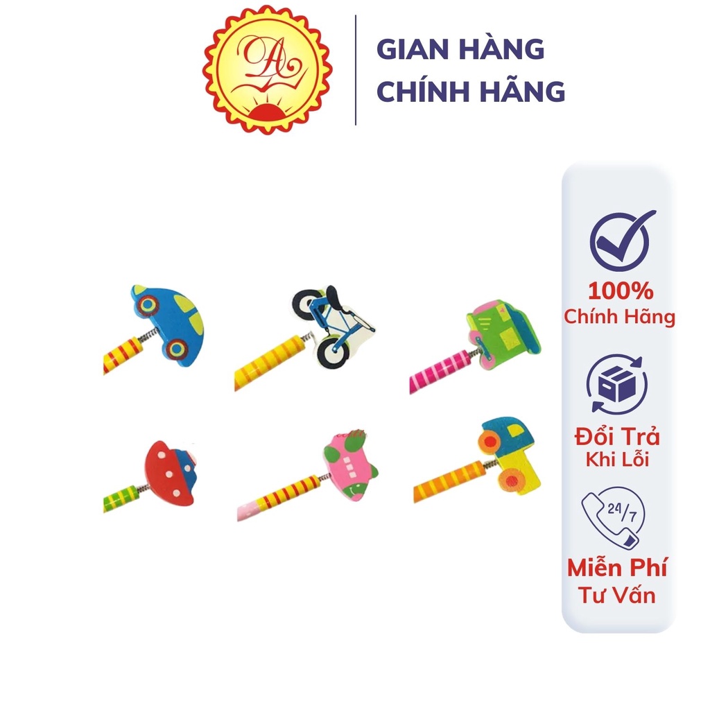 Bút chì 2D bút mài thầy Ánh gắn hình ô tô nốt nhạc con thú ngộ nghĩnh ghi nhớ sáng tạo dành cho bé 5c