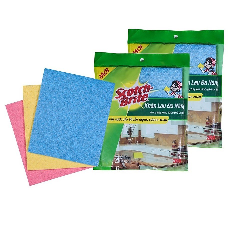 Gói 3 cái khăn lau đa năng không trầy xước Scotch-Brite 3M KL-DN18X20