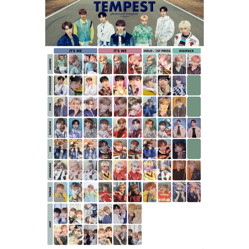 Thẻ Card / Polaroid / Holo chính hãng Album It's ME It's WE nhóm nhạc TEMPEST - Có Sẵn