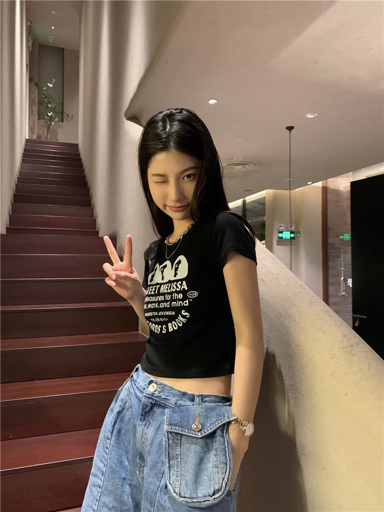 Áo Thun Lửng Tay Ngắn Thời Trang Dành Cho Nữ 50785