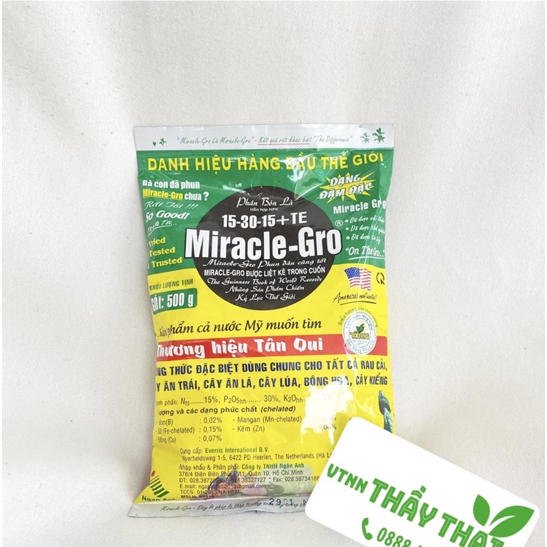 Miracle Gro 15-30-15+TE, 500g, Phân bón lá kích ra hoa lan, hoa hồng, đậu trái cao