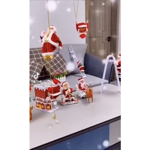 Đồ chơi ông già Noel leo dây, lộn nhào, leo thang, chui ống khói - Quà tặng cho bé