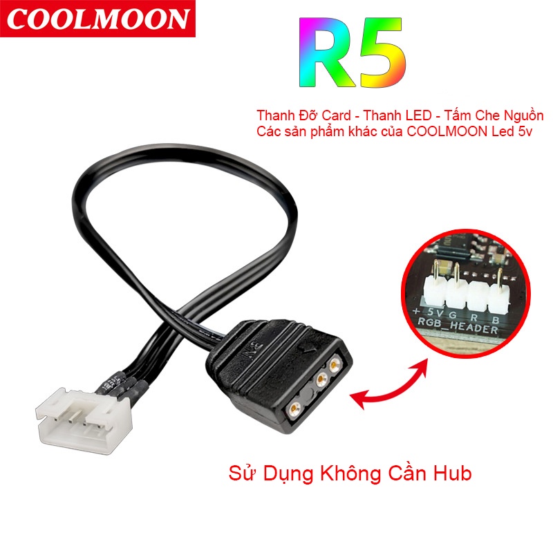 Dây Chuyển Nguồn Hub Coolmoon Ra Led ARGB sử dụng cho Tản Jonsbo CR-1400 & CR-1000GT , Dây chia quạt , Dây chia Led