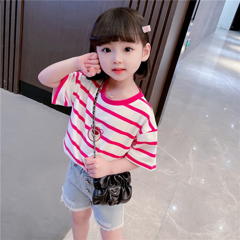 Se7en Áo Sơ Mi Ngắn Tay Cổ Thuyền Giản Dị Mùa Hè Cho Bé Gái