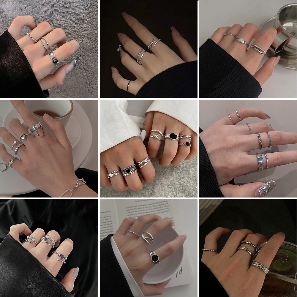 Bộ Nhẫn Thời Trang Bằng Hợp Kim Phối Ngọc Trai Đầy Độc Đáo