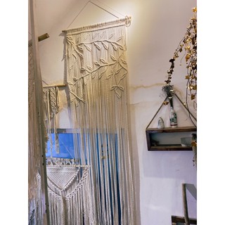 Rèm macrame hoạ tiết chiếc lá size 60x180cm