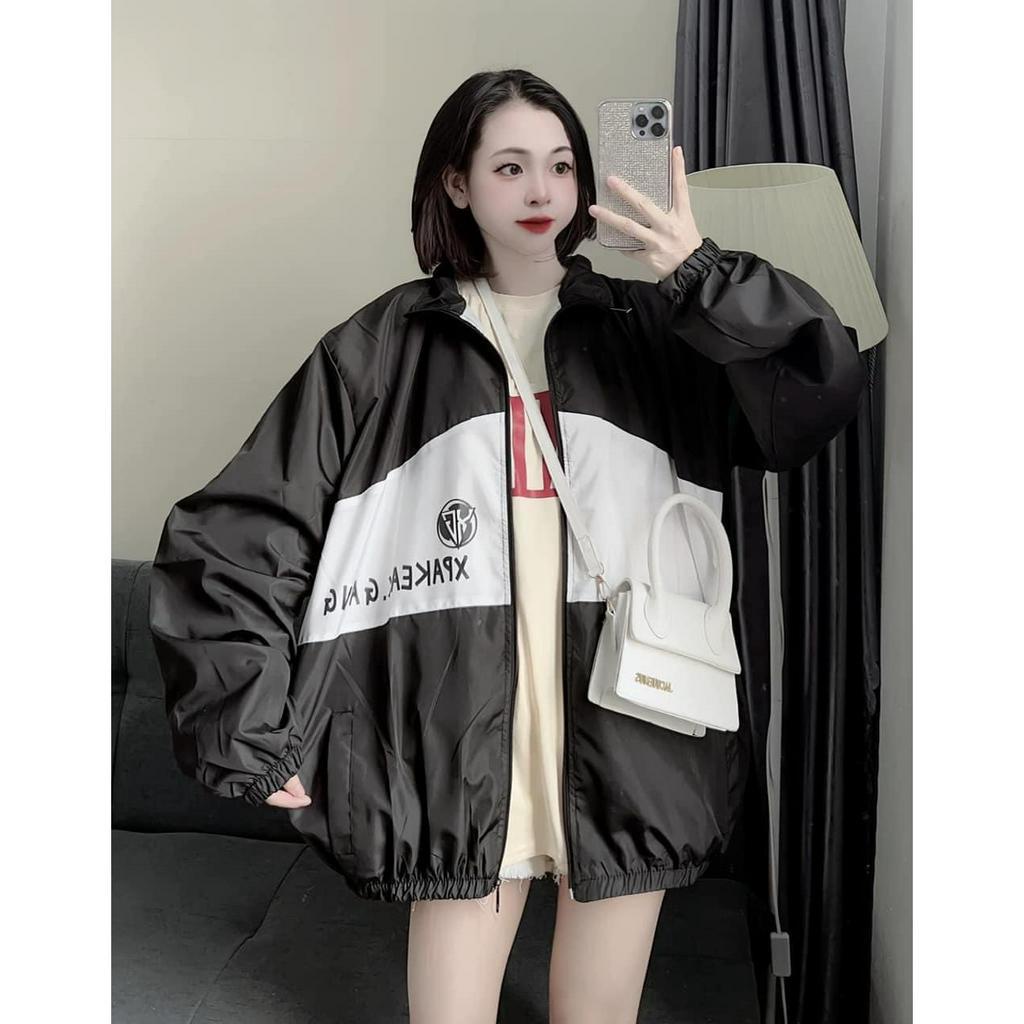 Áo Khoác Dù Nam Nữ Cổ Bẻ Phối Thân Chun Tay Unisex Dáng Rộng Bigsize - áo Khoác Giấu Quần đi Nắng