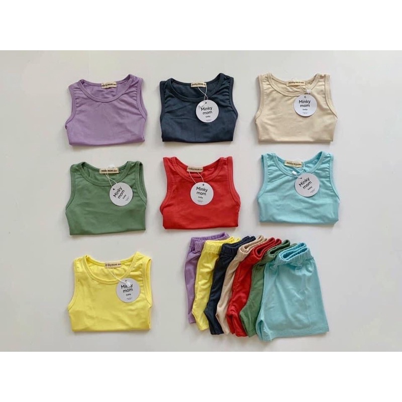 Đồ bộ minky mom sát nách cho bé trai bé gái - Mẫu sát nách, Hết màu đỏ