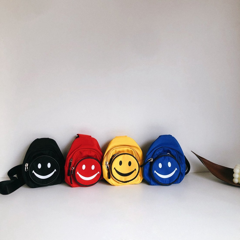 Túi đeo chéo 2 ngăn mặt cười cho bé trai bé gái dễ thương B67-21048
