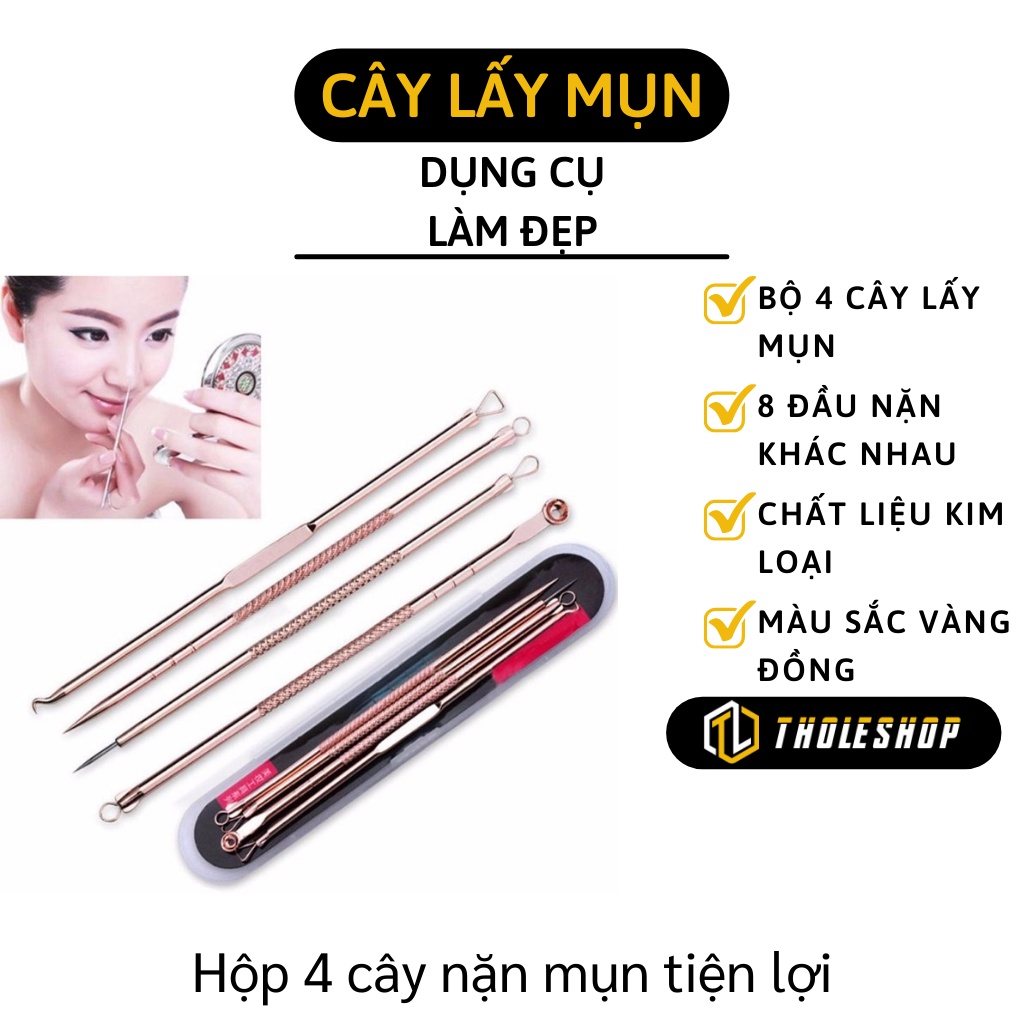 Cây Nặn Mụn - Bộ 4 Que Lấy Mụn Chuyên Nghiệp Có 8 Đầu Nặn Khác Nhau 4049