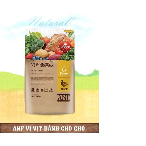 [CHÍNH HÃNG] THỨC ĂN ORGANIC ANF 6 FREE DUCK CHO CHÓ VỊ VỊT - GÓI 2KG