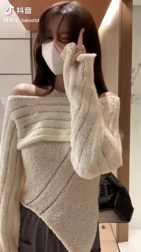 QKOOLE Áo Dệt Kim Tay Dài Trễ Vai Phong Cách Hàn Quốc Cho Nữ | BigBuy360 - bigbuy360.vn