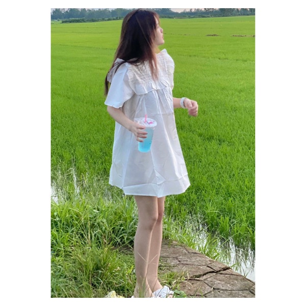 Đầm babydool , váy tiểu thư màu trắng siêu xinh (PLD05)