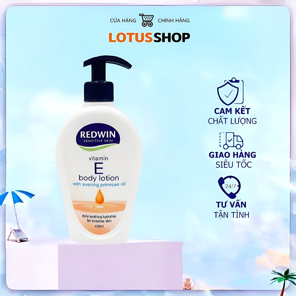 Dưỡng thể chiết xuất vitamin E và dầu hoa anh thảo  Redwin Vitamin E Body 400ML