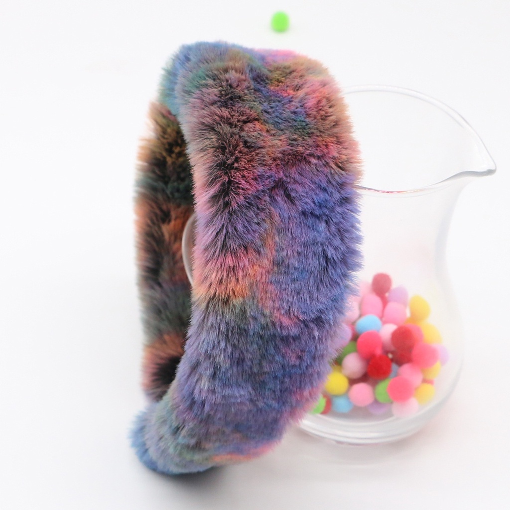 Băng Đô Lông Thỏ Nhân Tạo Nhiều Màu Phong Cách Retro Cho Nữ