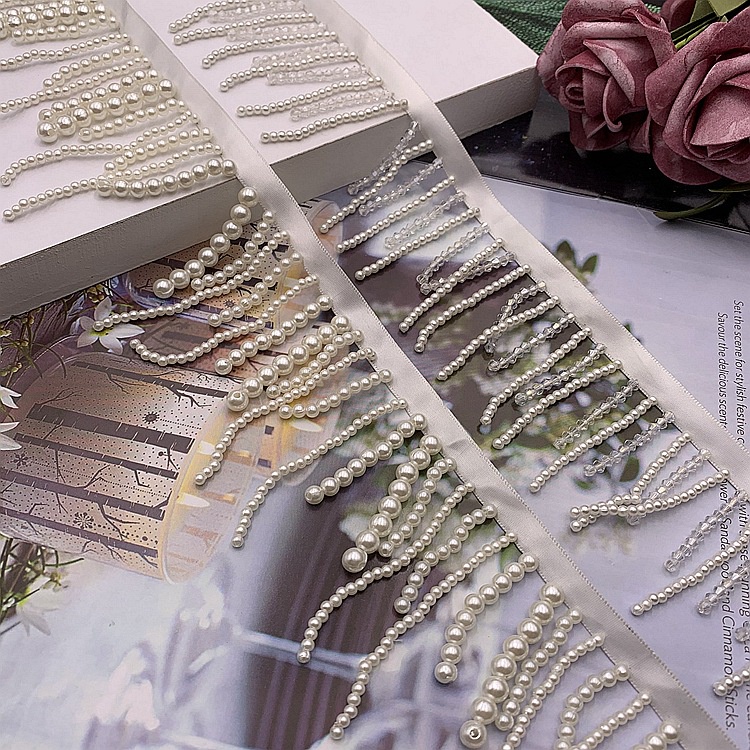 2030095     Bông Tai Mã Vạch Tua Rua Hạt Giả Ngọc Trai Handmade Phong Cách Dân Tộc