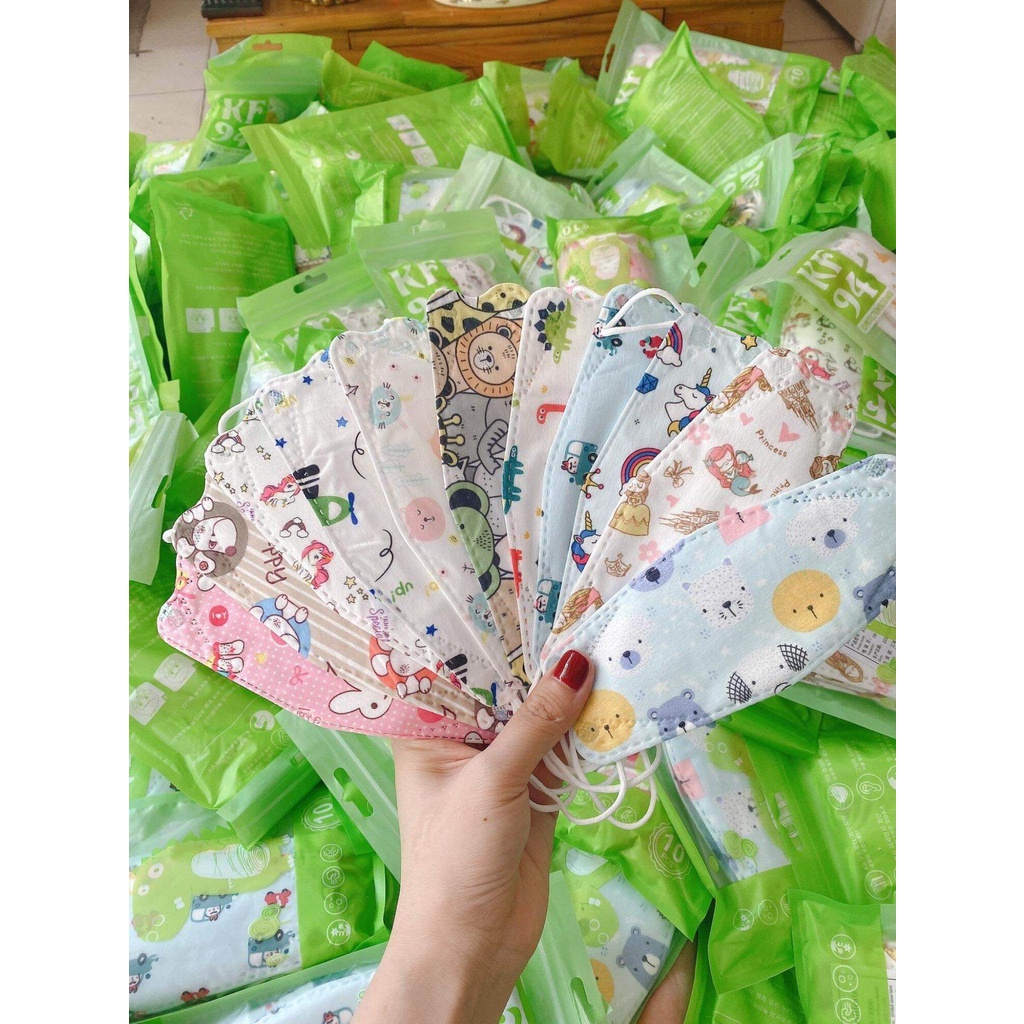 Khẩu trang trẻ em KF94, khẩu trang 4D kháng khuẩn Hàn Quốc cho bé (10 cái / túi)