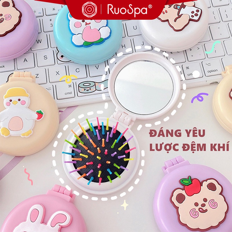 Lược đệm hơi RUOSPA Hàn Quốc xinh xắn có gương