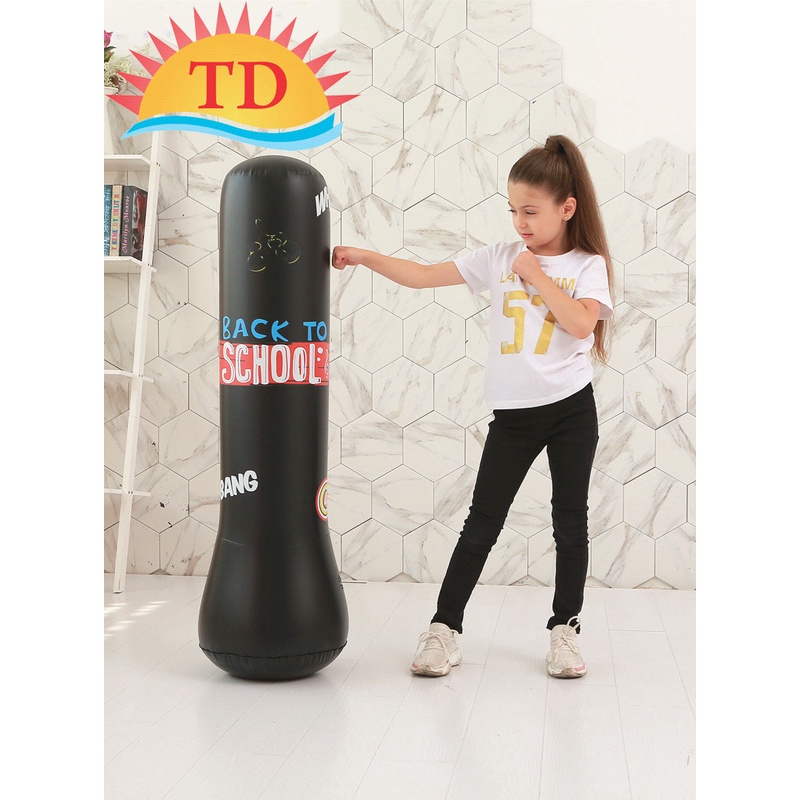 Cột boxing hơi cho bé giá rẻ, Bao trụ đấm bốc tự cân bằng cho bé Cao 1.2m