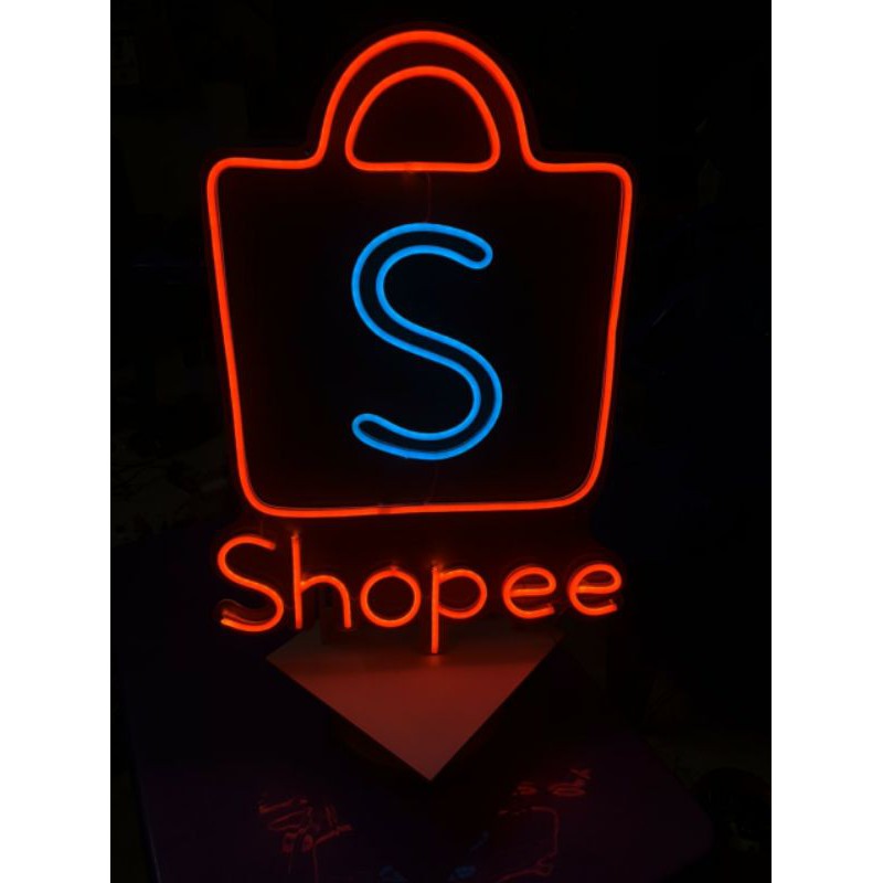 Đèn led neon trang trí hình biểu tượng SHOPEE - Đèn decor - Đèn ngủ ⭐  Nhận thiết kế theo yêu cầu khách hàng 😉😉😉