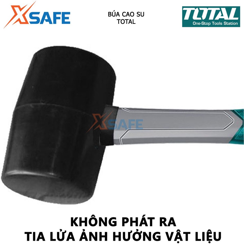 Búa cao su TOTAL Búa cầm tay mini chất liệu cao su chống dầu, chông mài mòn, tay cầm gỗ chắc chắn, tăng ma sát - [XSAFE]