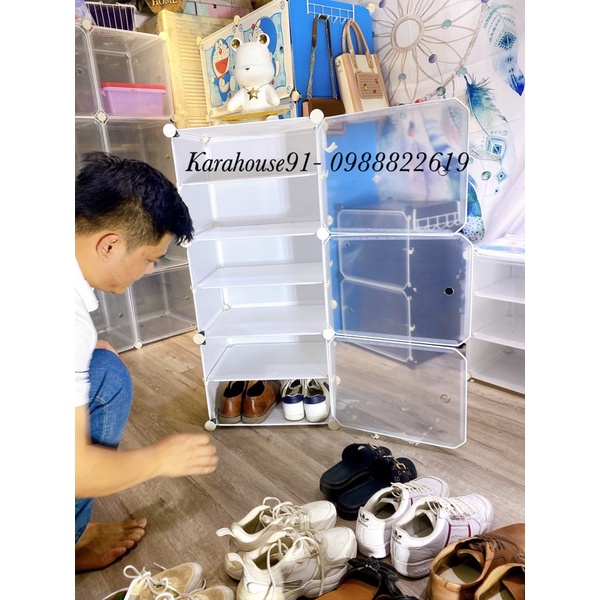 Xả KhoTủ giày nhựa lắp ghép đa năng thông minh 3 tầng 6 ngăn