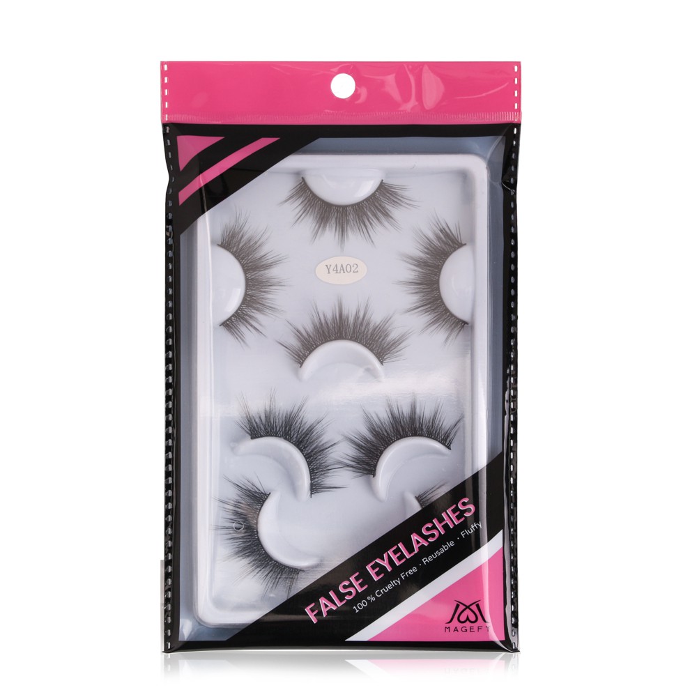 Bộ 4 cặp lông mi giả 3D MAGEFY có thể tái sử dụng lông mi mềm sợi tơi và có độ cong sẵn cho đôi mắt long lanh
