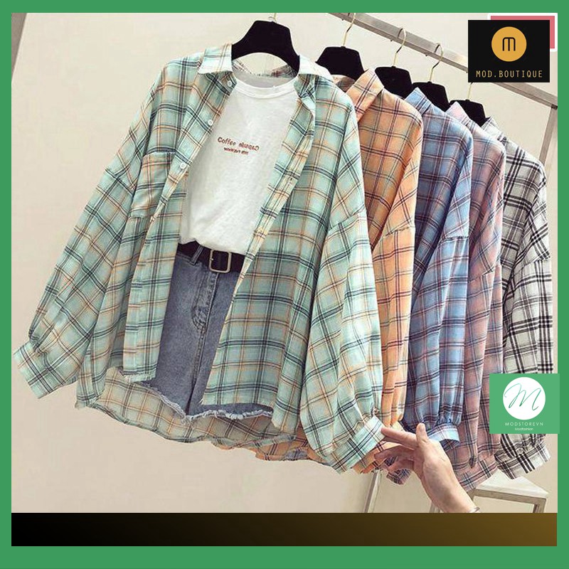 ModStore MODFASHION [𝐇𝐚̀𝐧𝐠 𝐬𝐚̆̃𝐧- 𝐅𝐫𝐞𝐞 𝐬𝐡𝐢𝐩] Áo Sơ Mi Nữ Kẻ Sọc Cá Tính Đủ Size Thời Trang Hè 2021 A7