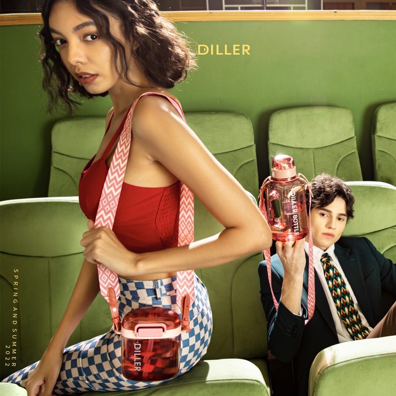 Bình nước Diller D80 có ống hút chống tràn không chứa BPA thiết kế thời trang dung tích 720ml