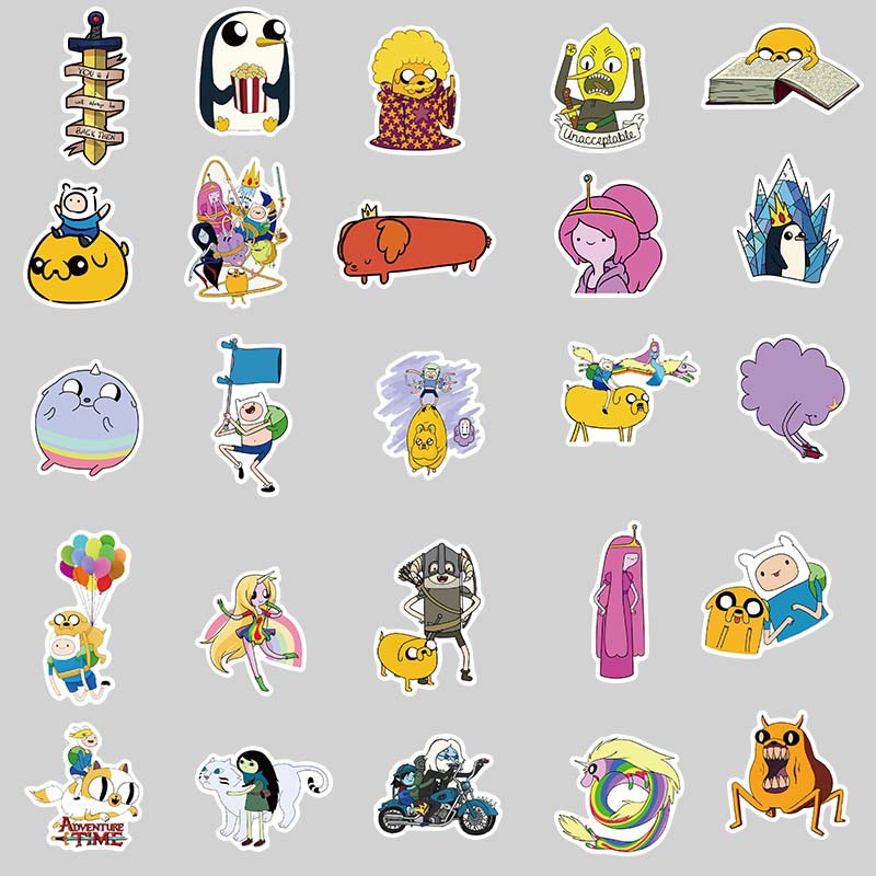 Set 50 miếng dán trang trí chống thấm nước in hình nhân vật trong Adventure Time