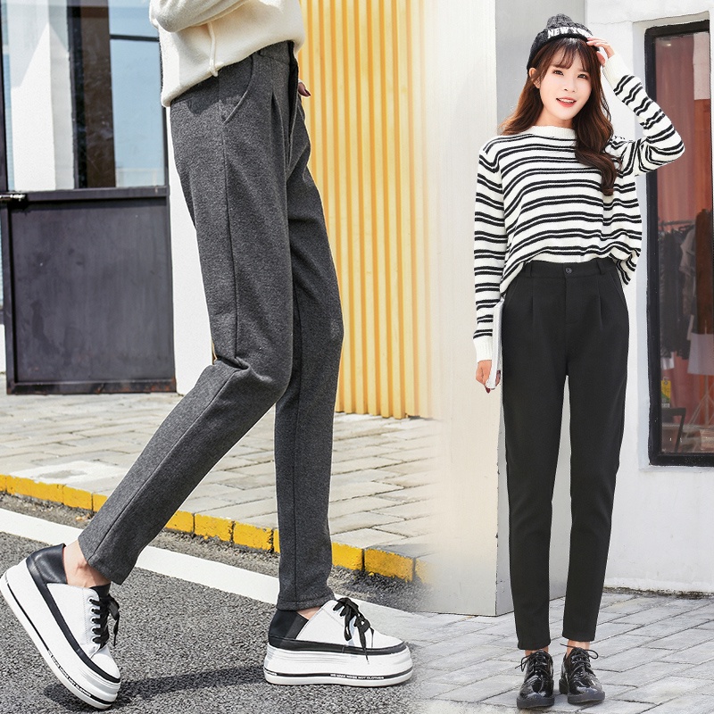 NRVP Quần Len Dài Ống Rộng Phong Cách Hàn Quốc