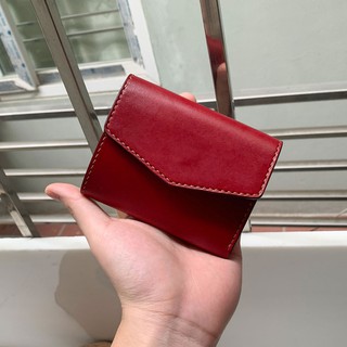 Bóp da nữ thiết kế gập lại trông rất nhỏ gọn - Sản phẩm đậm chất thời trang - Da bò xin - Màu đỏ đô