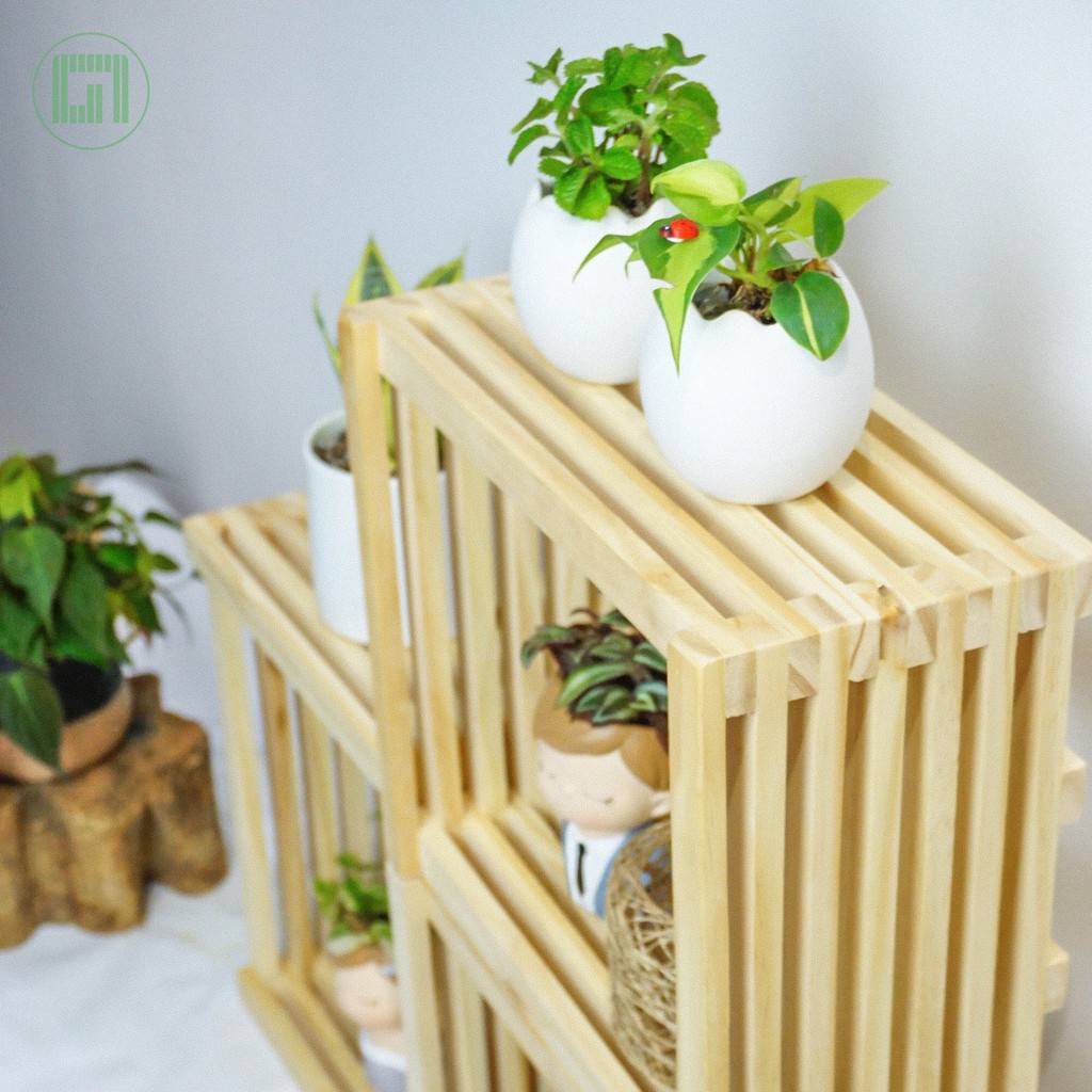 Kệ gỗ thông để bàn trang trí - Decor chụp hình - Trang trí nhà - Trang trí cửa hàng - Goc Garden