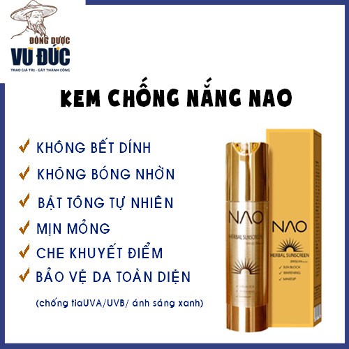 Kem chống nắng NAO SPF 50 PA +++ ĐÔNG DƯỢC VŨ ĐỨC