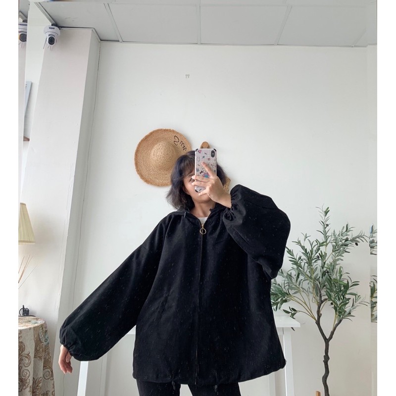 (CLIP THẬT 100%) ÁO KHOÁC NHUNG LÌ 2 LỚP SIÊU MỀM MỊN ULZZANG CÓ 4 DÂY RÚT (TẶNG KÈM CỘT TÓC)