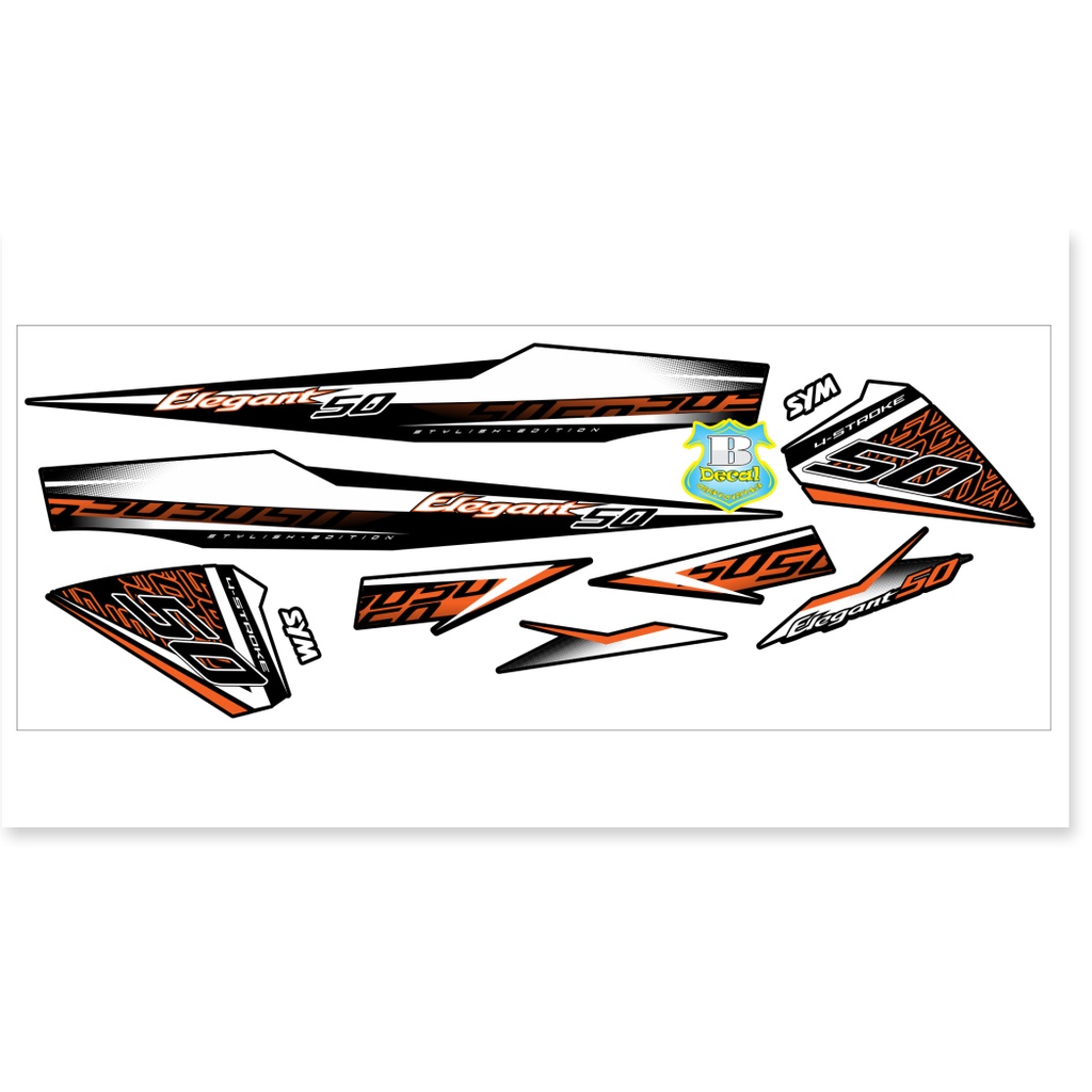 ( Quí khách vui lòng mang ra tiệm cho thợ dán ) Tem elegant 50 2016 cam đen