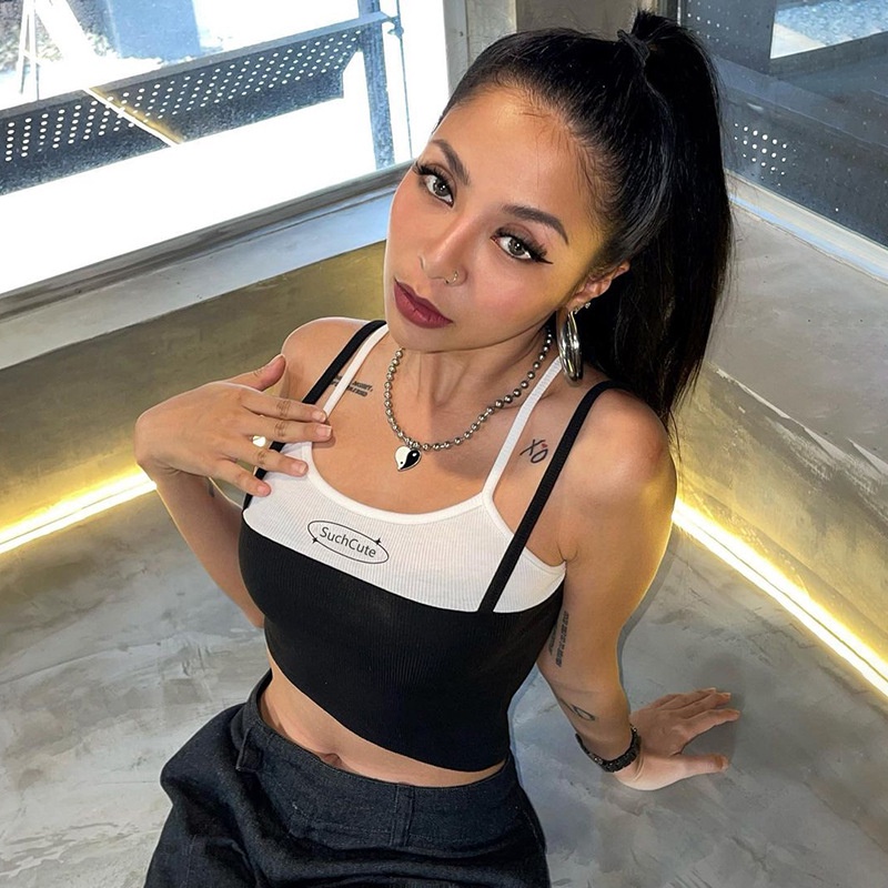 Áo Hai Dây In Chữ Thời Trang Cho Nữ