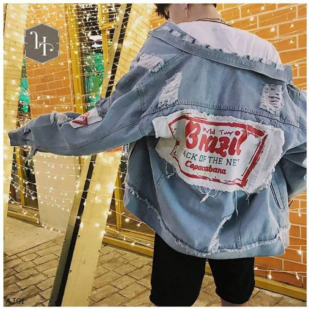 Áo khoác jeans bò brazil in denim jacket thời trang UniSex Nam nữ