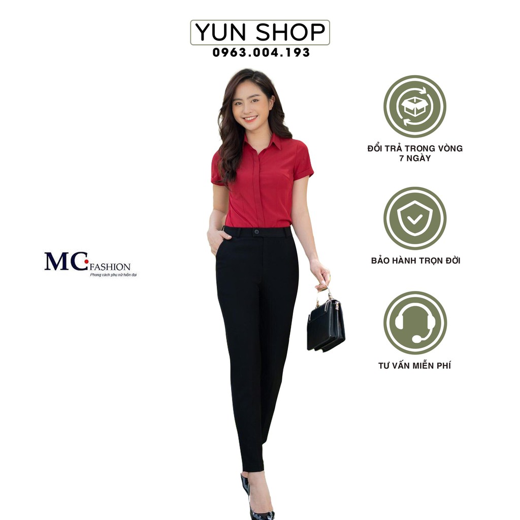 Áo Sơ Mi Cộc Tay Công Sở - MC Fashion A208 Màu Đỏ Đô