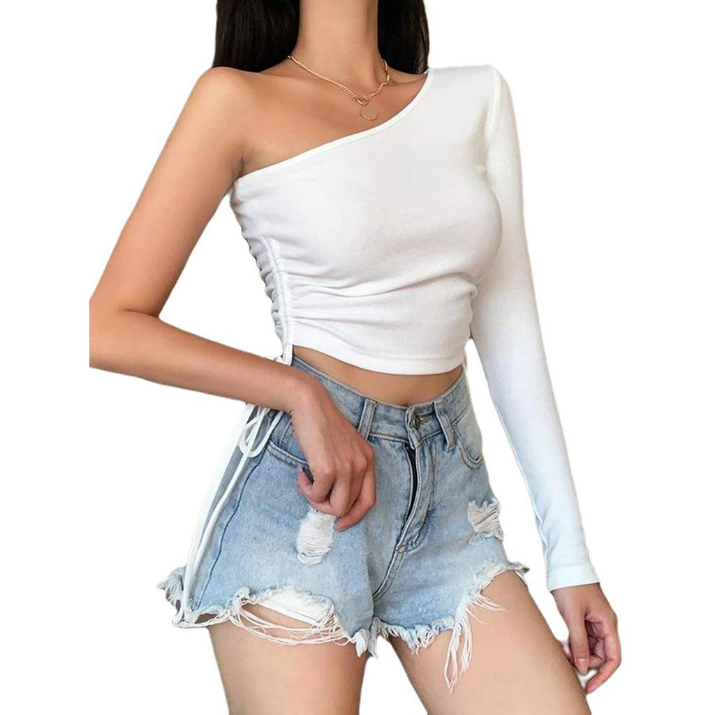 Áo Lửng Trễ Vai Dài Tay Phong Cách Gợi Cảm Dành Cho Nữ