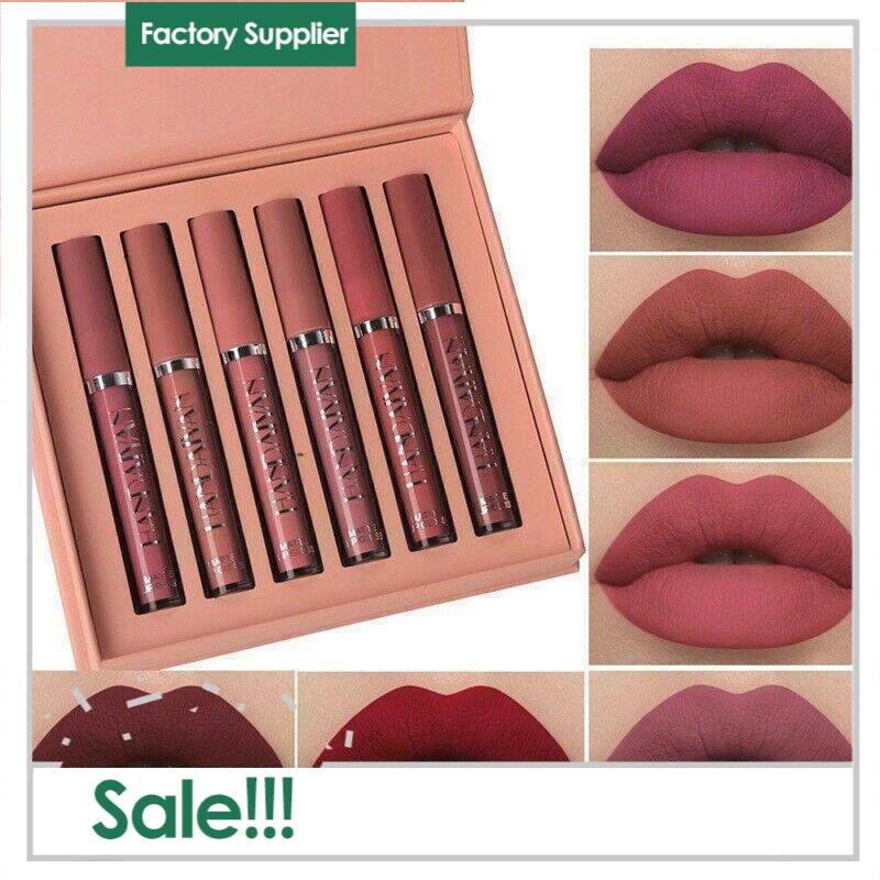 【Ready Stock】 SALE!!! - 6Pcs Long Lasting Lip Gloss Glazed Matte Beauty Liquid Lipstick Lip Makeup Set