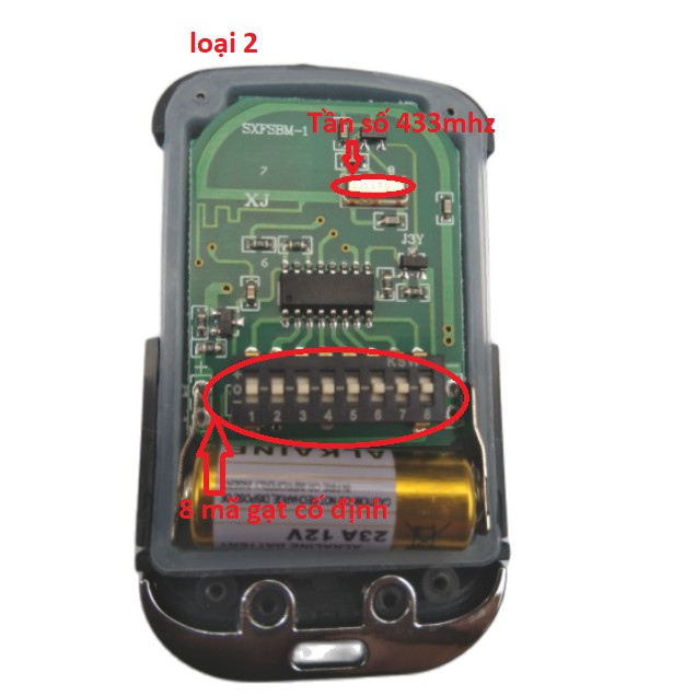 Remote Điều khiển cửa cuốn 8 mã gạt 433MHZ