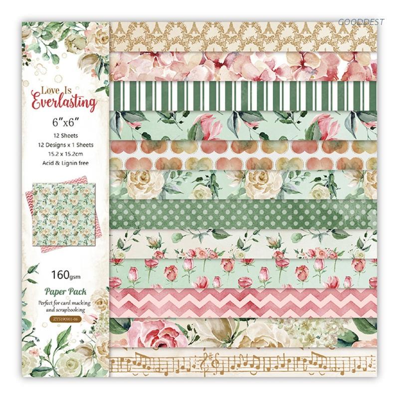 Set 12 Tấm Giấy 6x6 Inch In Chữ Love Is Everlasting Dùng Để Trang Trí Sổ Tay Diy