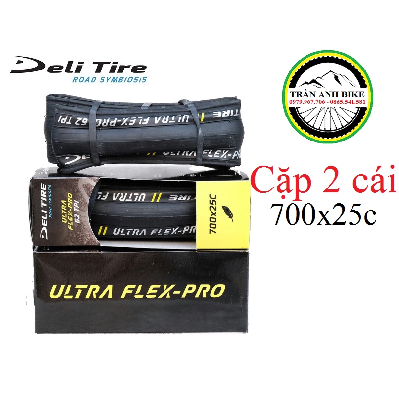 Cặp 2 cái vỏ lốp gấp xe đạp Deli Tire ULTRA FLEX-PRO 700x25c