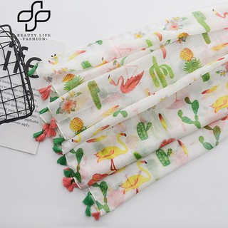 Khăn choàng cổ lụa hoạ tiết hồng hạc
